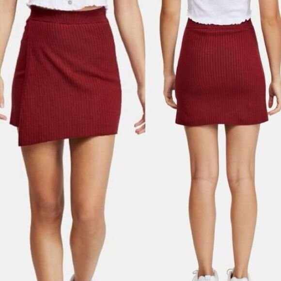 Free People Mod Wrap Skirt in Wine - Picture 2 of 14